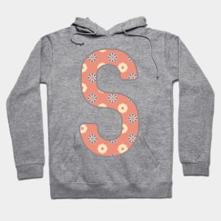 MONOGRAM LETTER S PINK FLORAL TYPOGRAPHY DESIGN Hoodie